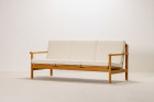 vintage sofa danish oak wool bouclé design 1960 chic settee