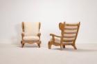armchair brutalist solid oak vintage design guillerme 1960