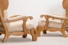 fauteuil brutaliste chêne vintage design guillerme 1960 1950