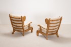 armchair brutalist solid oak vintage design guillerme 1960